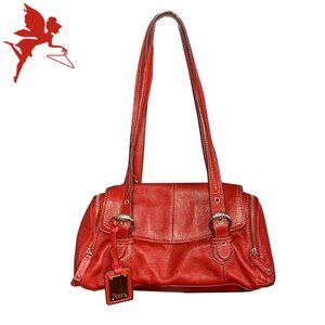 TIGNANELLO Red Pebbled Leather East West Satchel Bag